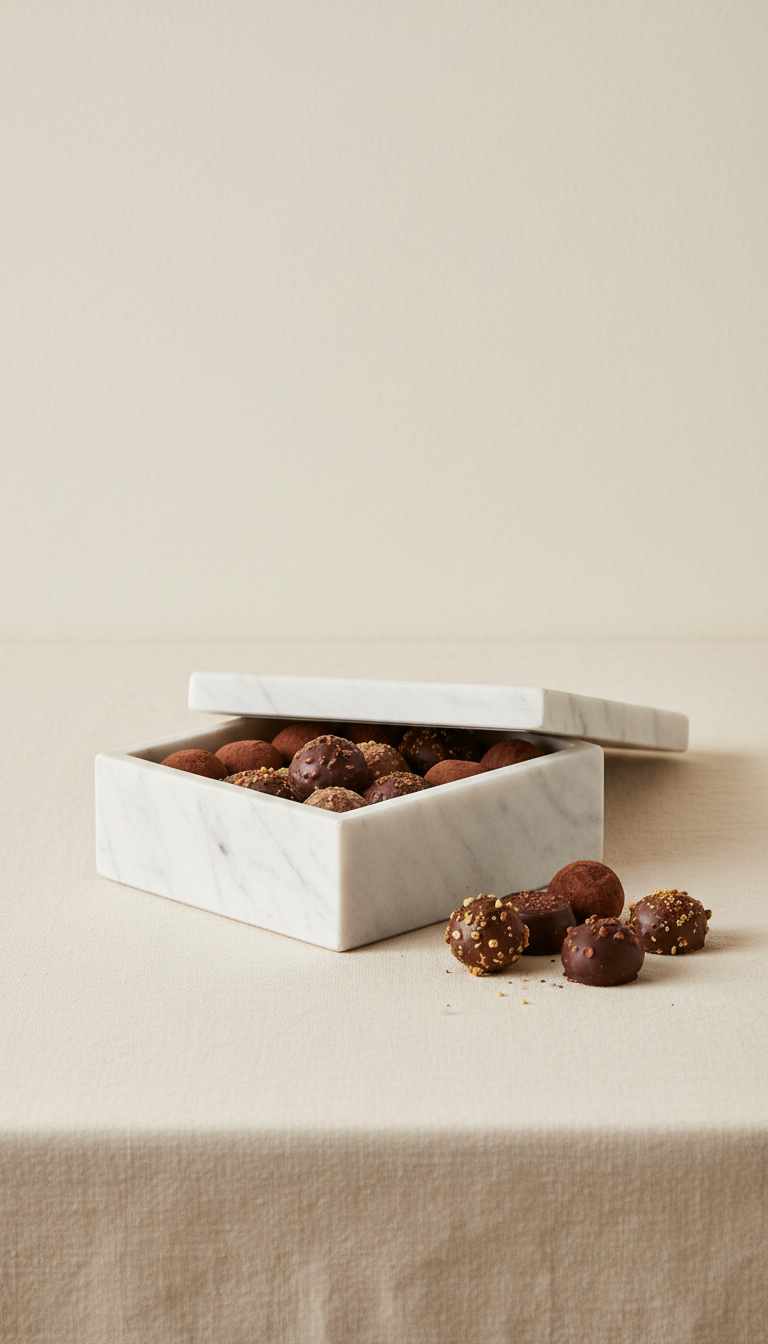 Seasonal White Marble Truffle Box